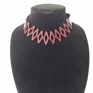 Triangular Choker Marked Red Rhinestone Goth Whimsigoth Dark Academia Adjustable